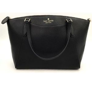 Kate Spade Black Leather Dome Satchel with Gold-Tone Logo & Hardware (+COA)
